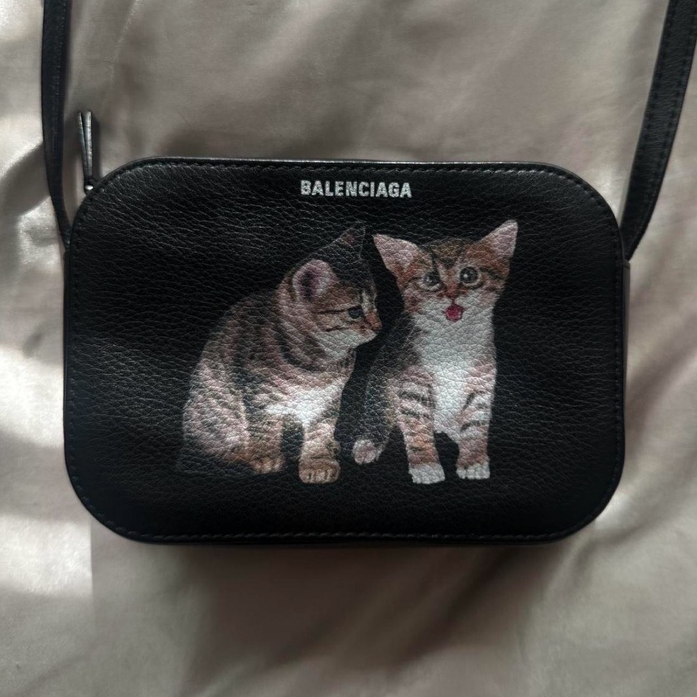 Balenciaga Black Crossbody Bag with Kitten Design
